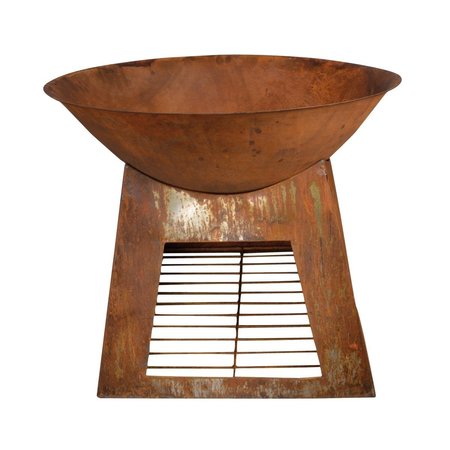 GARDENCONTROL Fire Bowl with Wood Storage, Rust Metal - Small GA2659145